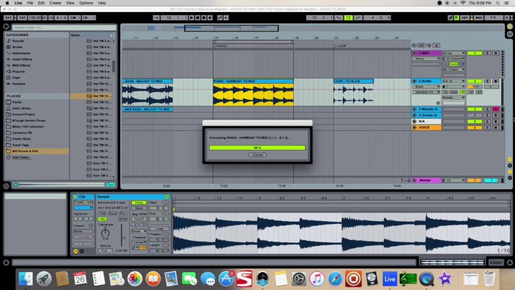 Ableton live 10 how to convert audio to midi